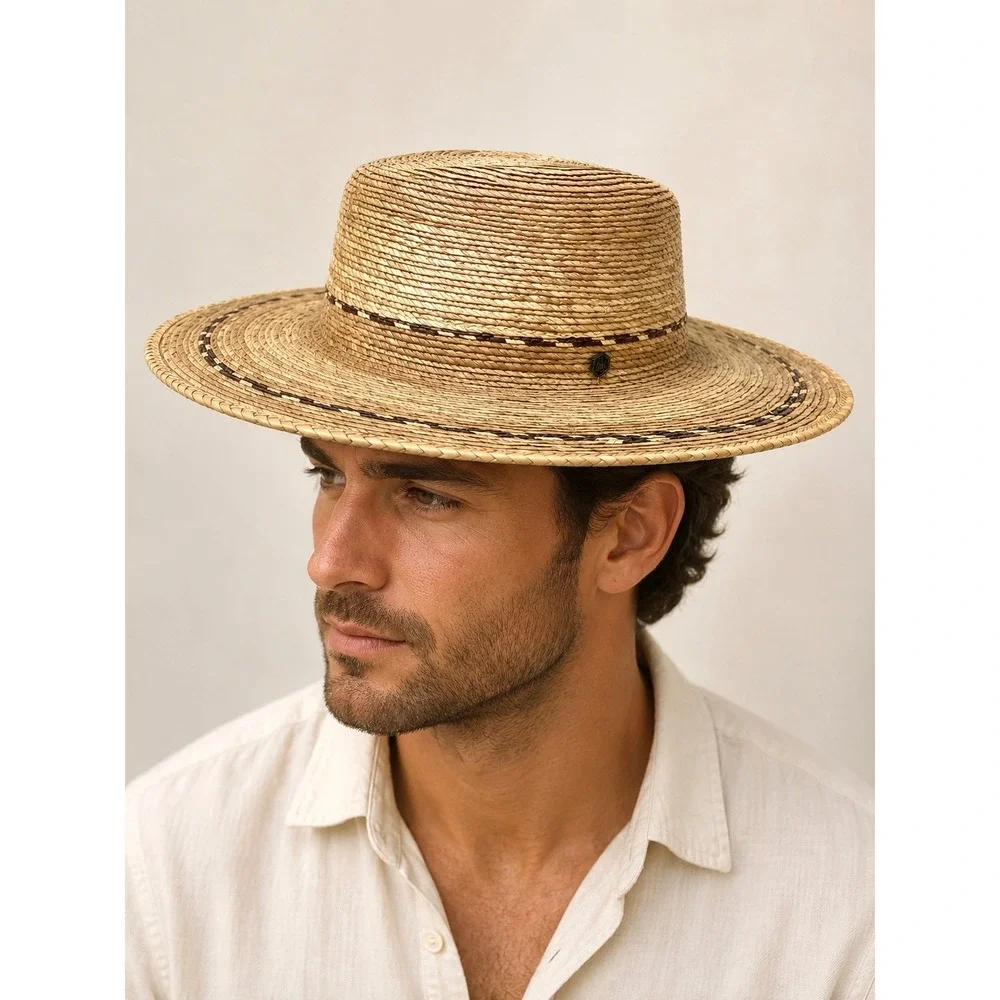 Hemlock Hat Madero Fedora 100% Palm Straw Hat Size XL unisex toast tan boho